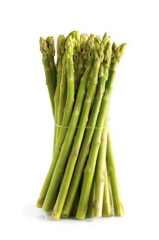 Bundle of asparagus isolated on white background