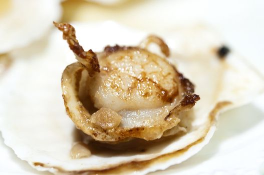 Close up of Japanese food baked scallop