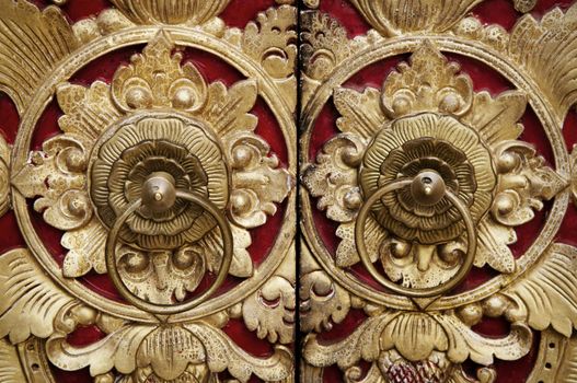 Ornate Entrance Door To Temple In Bali.