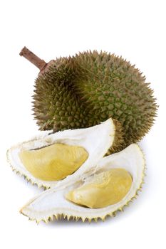 King of fruits, durian on white background