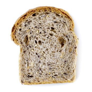 Single slice wholemeal bread isolated over white background