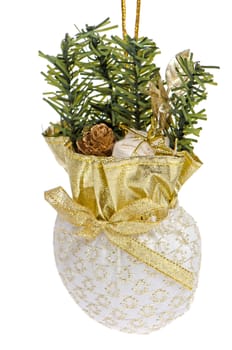 Christmas tree decoration with branch of pine tree.