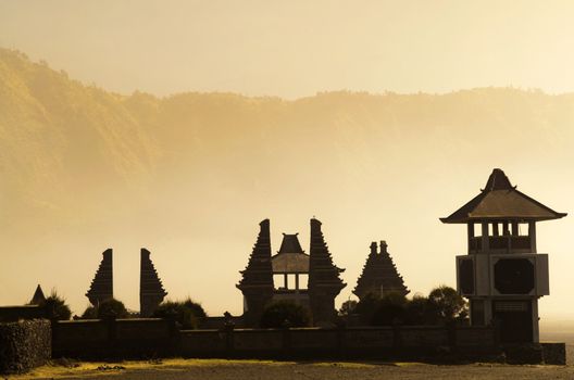Pura Luhur Poten temple. Sea of sand, Tengger massif, East Java, Indonesia
