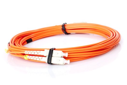 New Fibre Optic Network Cables on white background