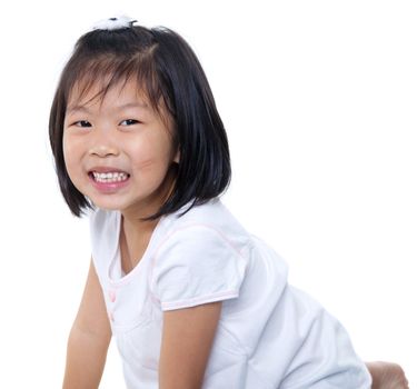Little Asian girl isolated on white background