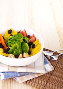 Fresh fruit and vegetable salad ready to eat.