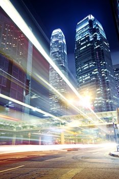 traffic in Hong Kong at night 