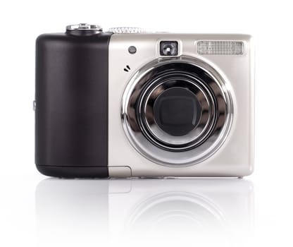 Point and shoot camera isolated on white background.