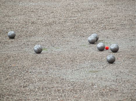 Group of metallic balls use for the  French game petanque