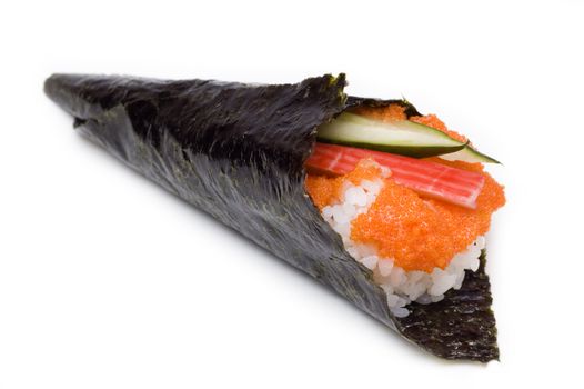 Hand rolled temaki sushi traditional japanese cuisine 