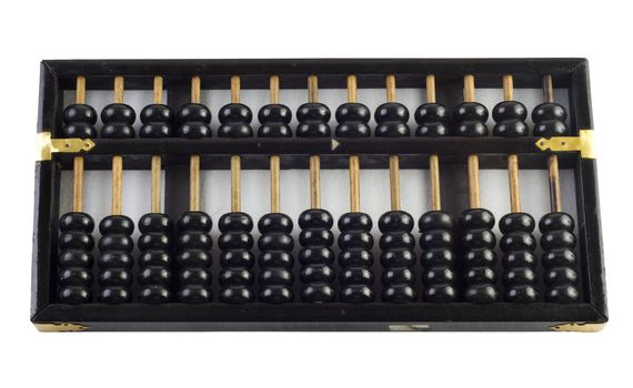 Chinese old vintage abacus on white. 
