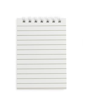 Open blank notebook on a white background 