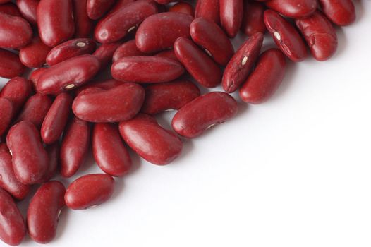 Red Kidney Beans isolated on white with copy space for text. 