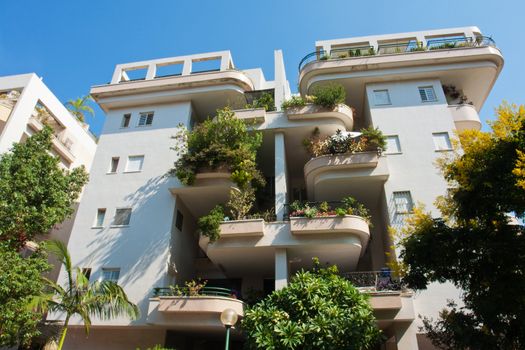 Modern design luxurious executive apartments city condominium building with green gardens