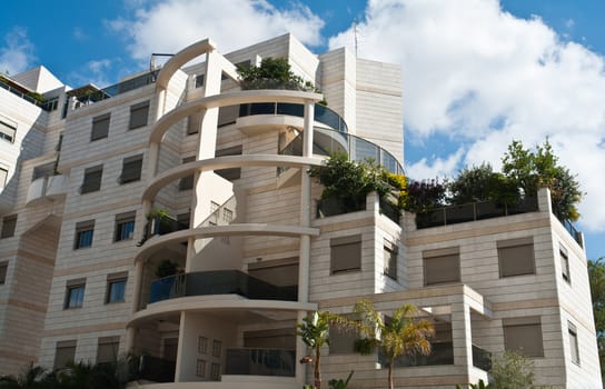 Modern design luxurious executive apartments city condominium building with green gardens