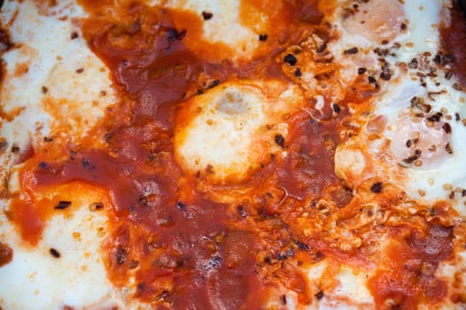 Fresh Shakshuka made in pan Typical North Africa Morocco dish