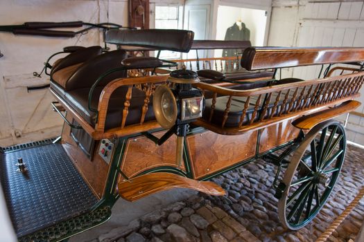 Vintage old retro classical horse carriage hand made from metal and wood
