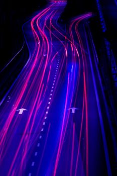 Long exposure of urban night traffics in dusk 