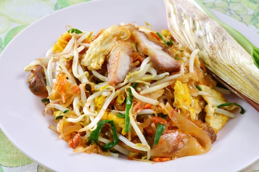 favorite Thai cuisne , Thai food Pad thai , Stir fry noodles with crispy fork