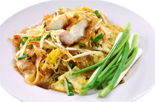 favorite Thai cuisne , Thai food Pad thai , Stir fry noodles with crispy fork
