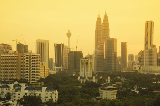 Kuala Lumpur city at dusk, Malaysia 
