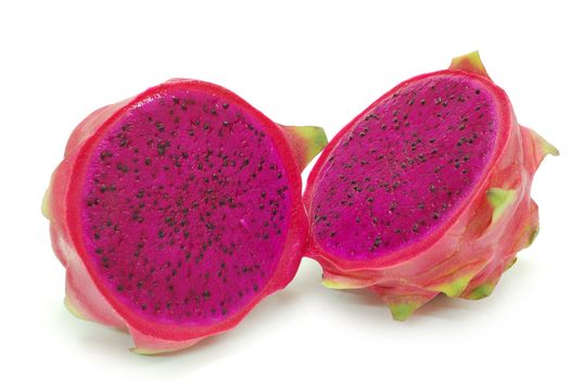 Close-up of dragon fruit cut in half 