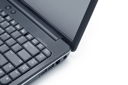 Close-up laptop isolated on white with copy space 