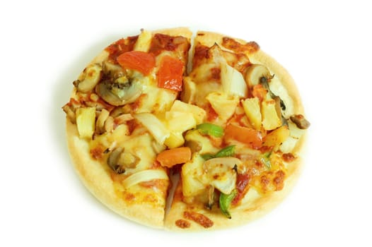 Small vegetarian pizza isolated on white 

