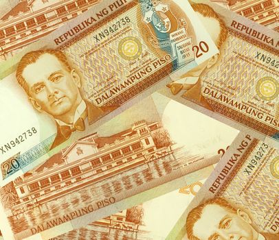Philippine Money Peso Banknotes background.