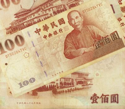 Taiwanese Dollar Money Banknotes background.