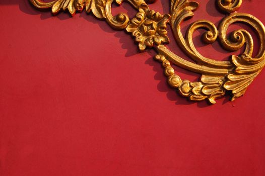 Floral pattern on red background with copy space