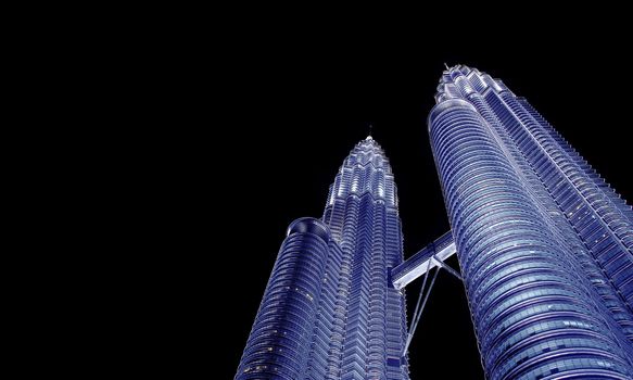 Night views of Petronas Twins Towers, Kuala Lumpur 
