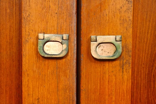 Wood door with metal handle