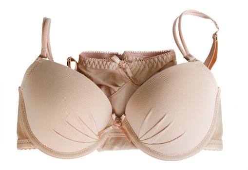 Elegant beige lingerie set, isolated