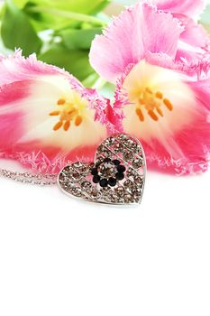 Pink tulips and jewelery