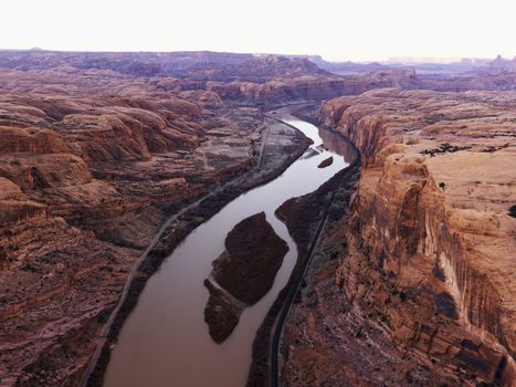 Green or Colorado River running through Canyonlands National Park, Utah, United States.