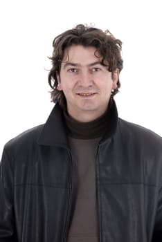 young casual man portrait in white background