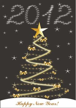 christmas and new year card  with 2012 on a black background 