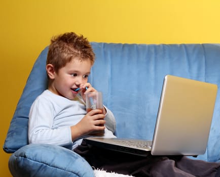 little boy with laptop
