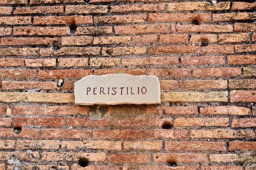 Ancient ruins of the brick wall in Rome