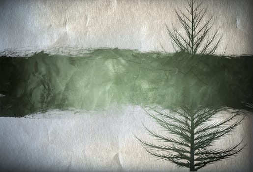 tree with old grunge antique paper texture