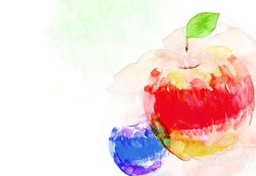 Watercolor red apple