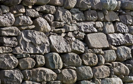 scottish stone wall in evening light. detail shot. vertical image