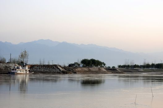Landscape of riverside at sunset