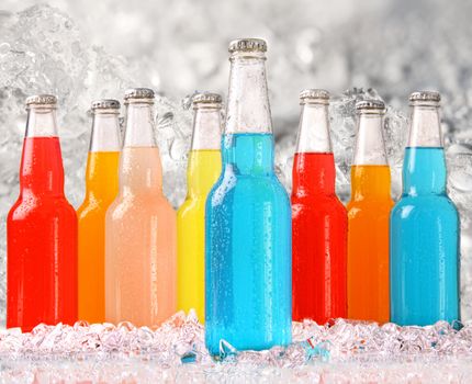 Cool summer drinks with ice background