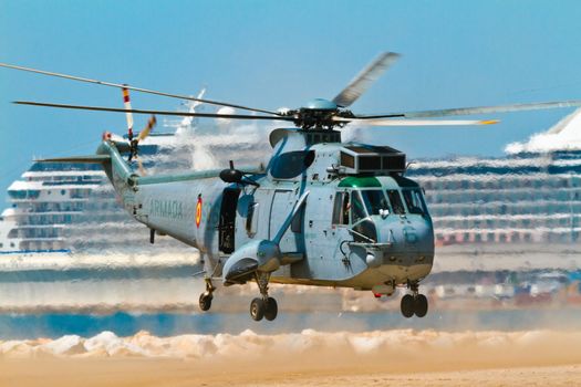 MALAGA, SPAIN-MAY 28: Helicopter Westland SH-3D/W Seaking of the Spanish Navy taking part in an exhibition on the day of the spanish army forces on May 28, 2011, in Malaga, Spain