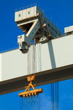 Cranes of the dockyards of Cadiz in a sunny day