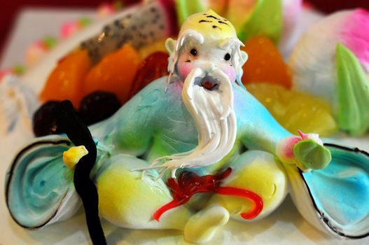 God of longevity made of colorful cream