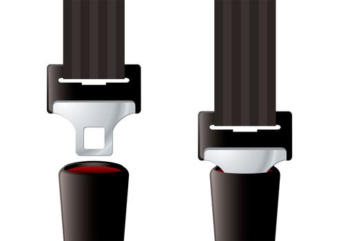 Safety auto seat belt inserted and open