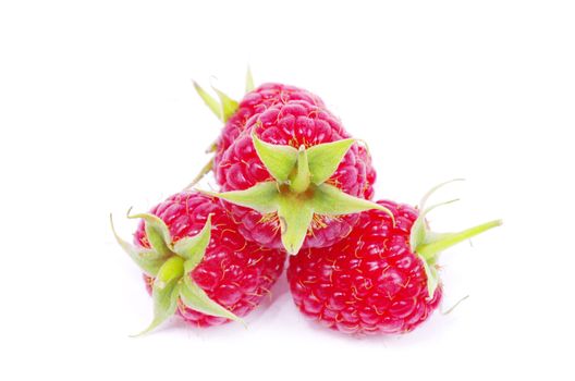 Ripe raspberry isolated on a white background